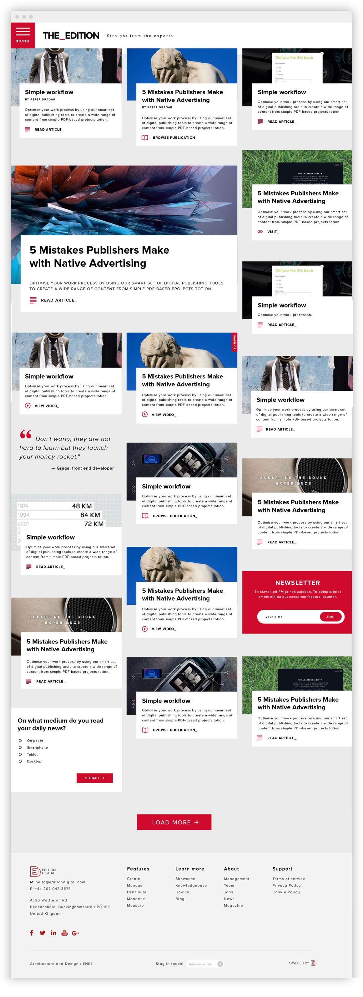 Edition Digital izdelava spletne strani content hub The Edition