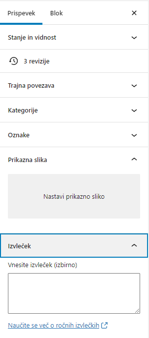Urejanje prispevkov in strani z Gutenberg urejevalnikom Urejanje prispevkov in strani z Gutenberg urejevalnikom